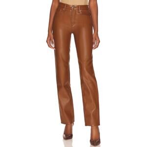 New Good American Tan Faux Leather Straight Leg Pants Women's size 2 (26)